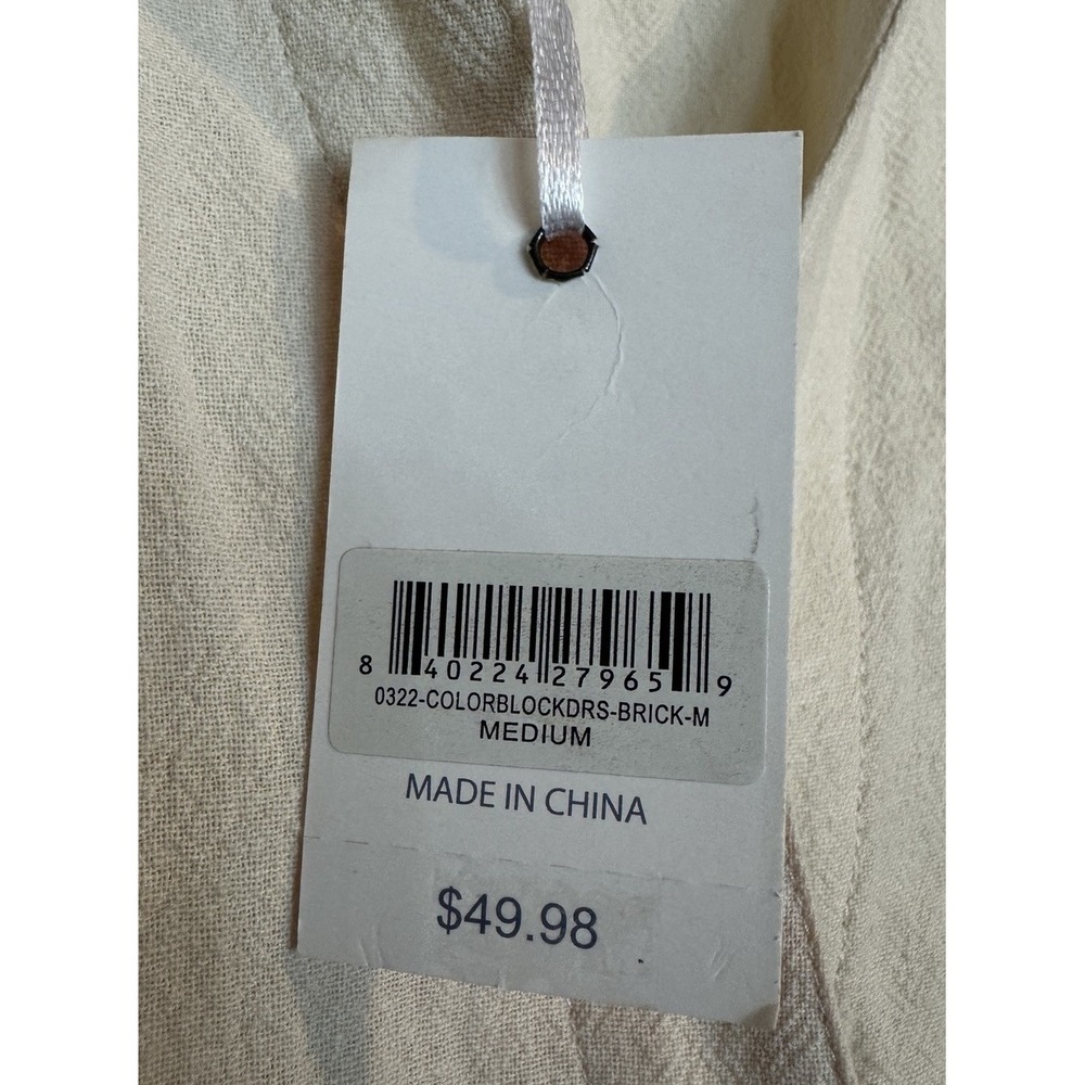 Simply Southern Dress Sz M Terra Cotta Tiered Boho Long Sleeve Color Block NWT - Picture 3 of 7